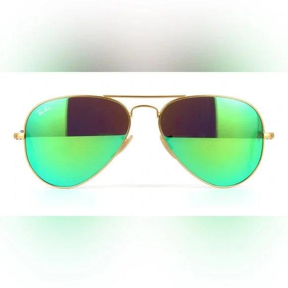 LIKE NEW Green Mirrored Ray Ban Aviator - Picture 2 of 11